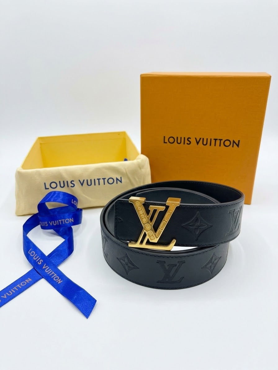 Louis Vuitton 1:1 Grade Monogram Eclipse Black & Gold Belt