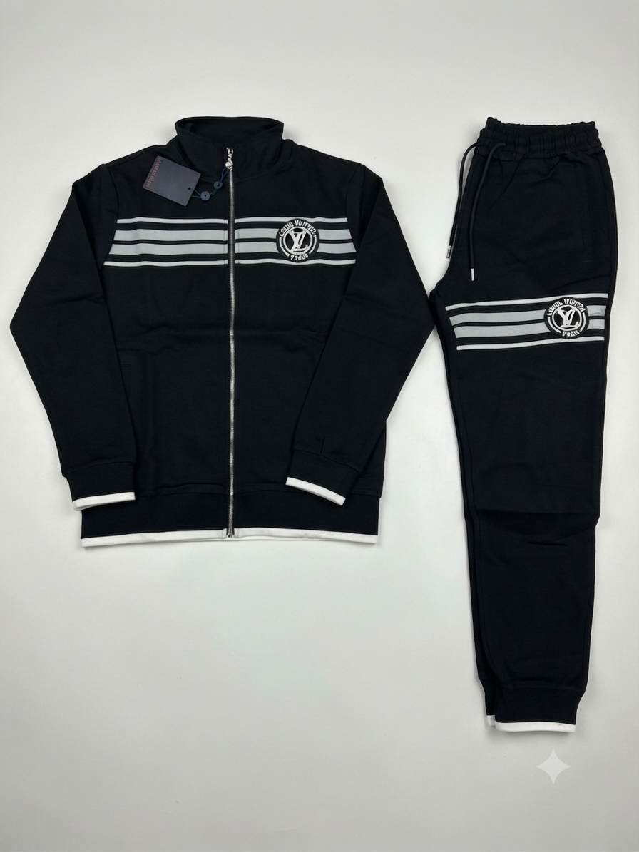 Louis Vuitton Striped Circular Logo Tracksuit Set 1:1 Grade