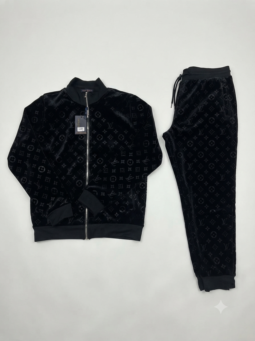 Louis Vuitton All-Over Monogram Velour Tracksuit Set 1:1 Grade
