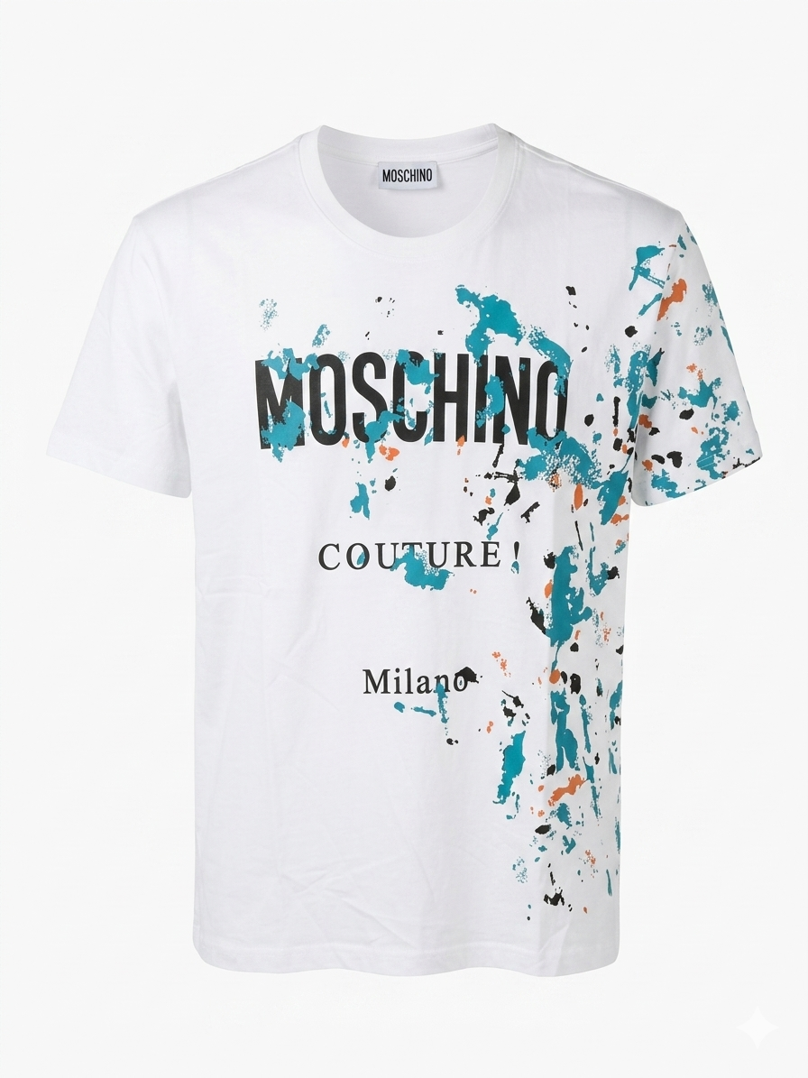 Moschino T-Shirt Cotton Fabric Made in Turkey