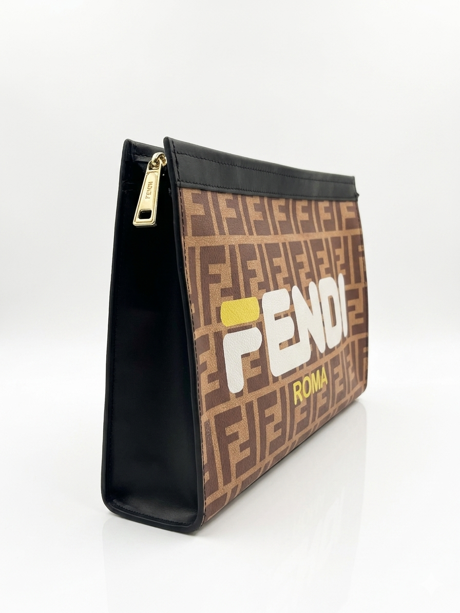 FENDI ROMA Logo Hand Pouch