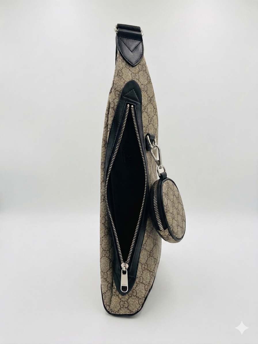 Gucci GG Supreme Sling Bag with Detachable Pouch
