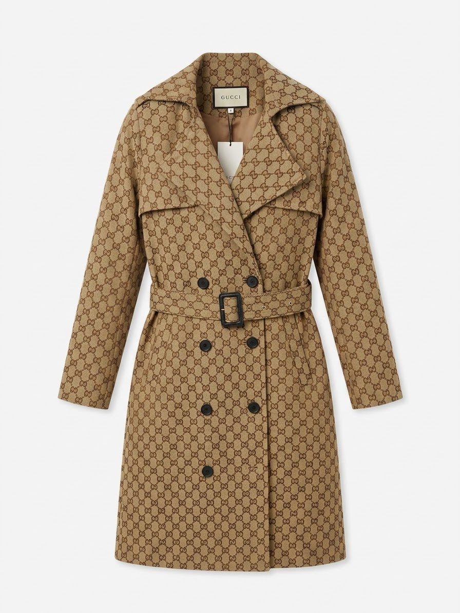 Gucci GG Canvas Double-Breasted Trench Coat