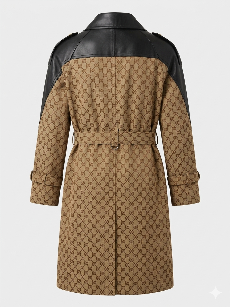 Gucci GG Canvas & Leather Hybrid Trench Coat