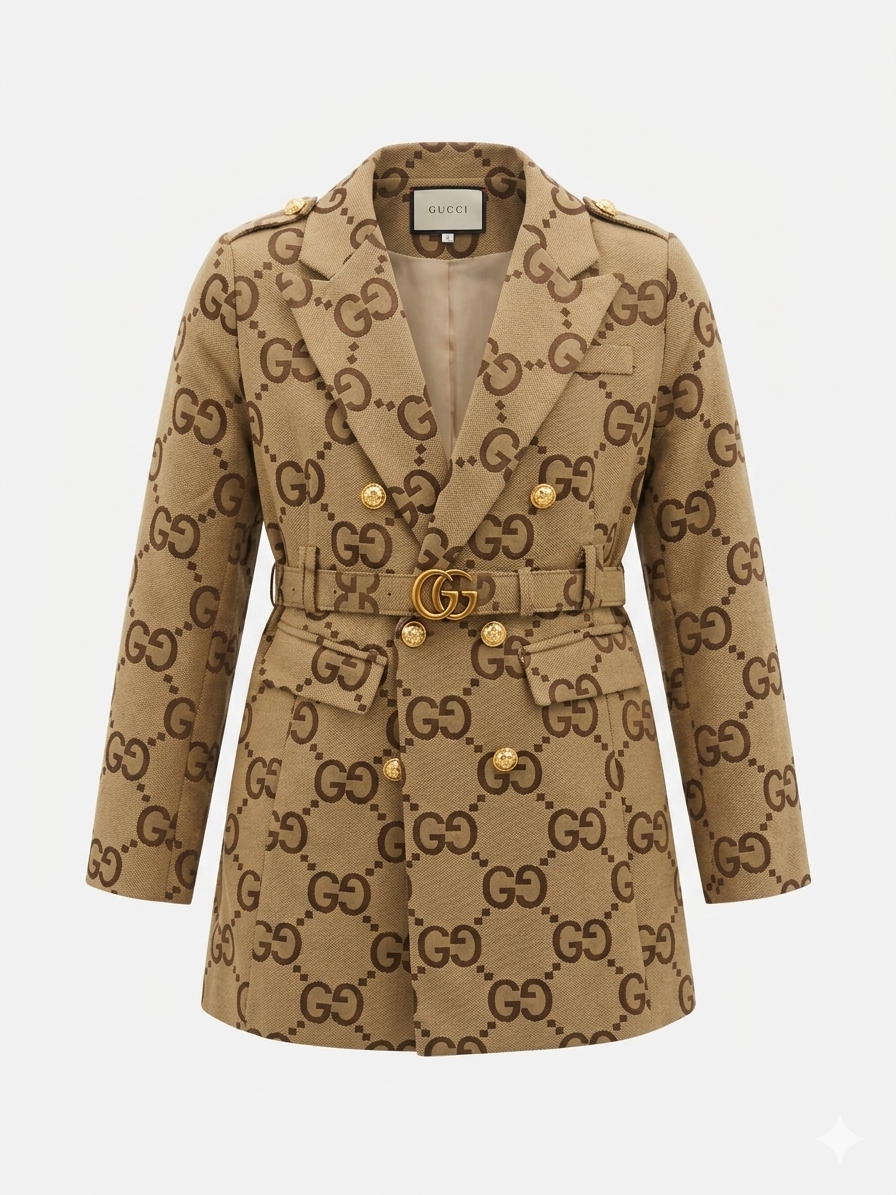 Gucci Jumbo GG Canvas Belted Blazer Dress