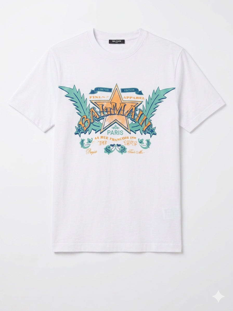 Balmain T-Shirt Cotton Fabric Made in Turkey