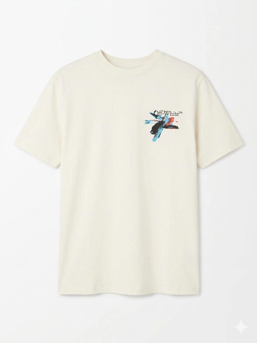 Off-White T-Shirt Cotton Fabric Made in Turkey