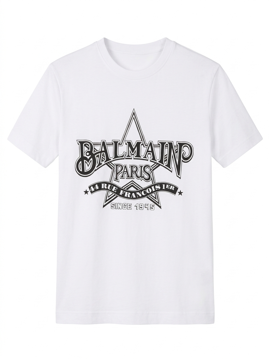 Balmain T-Shirt Cotton Fabric Made in Turkey