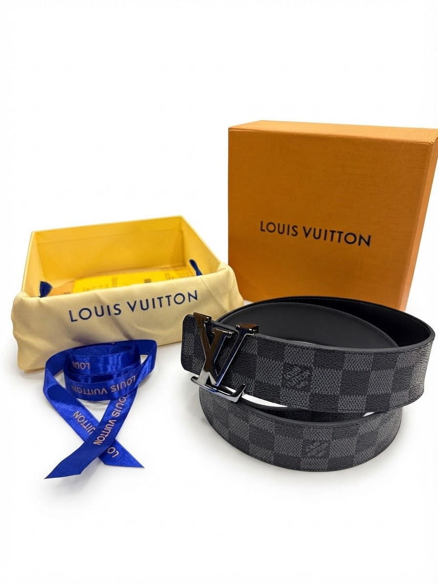 Louis Vuitton 1:1 Grade Damier Graphite Reversible Belt (Silver Hardware)