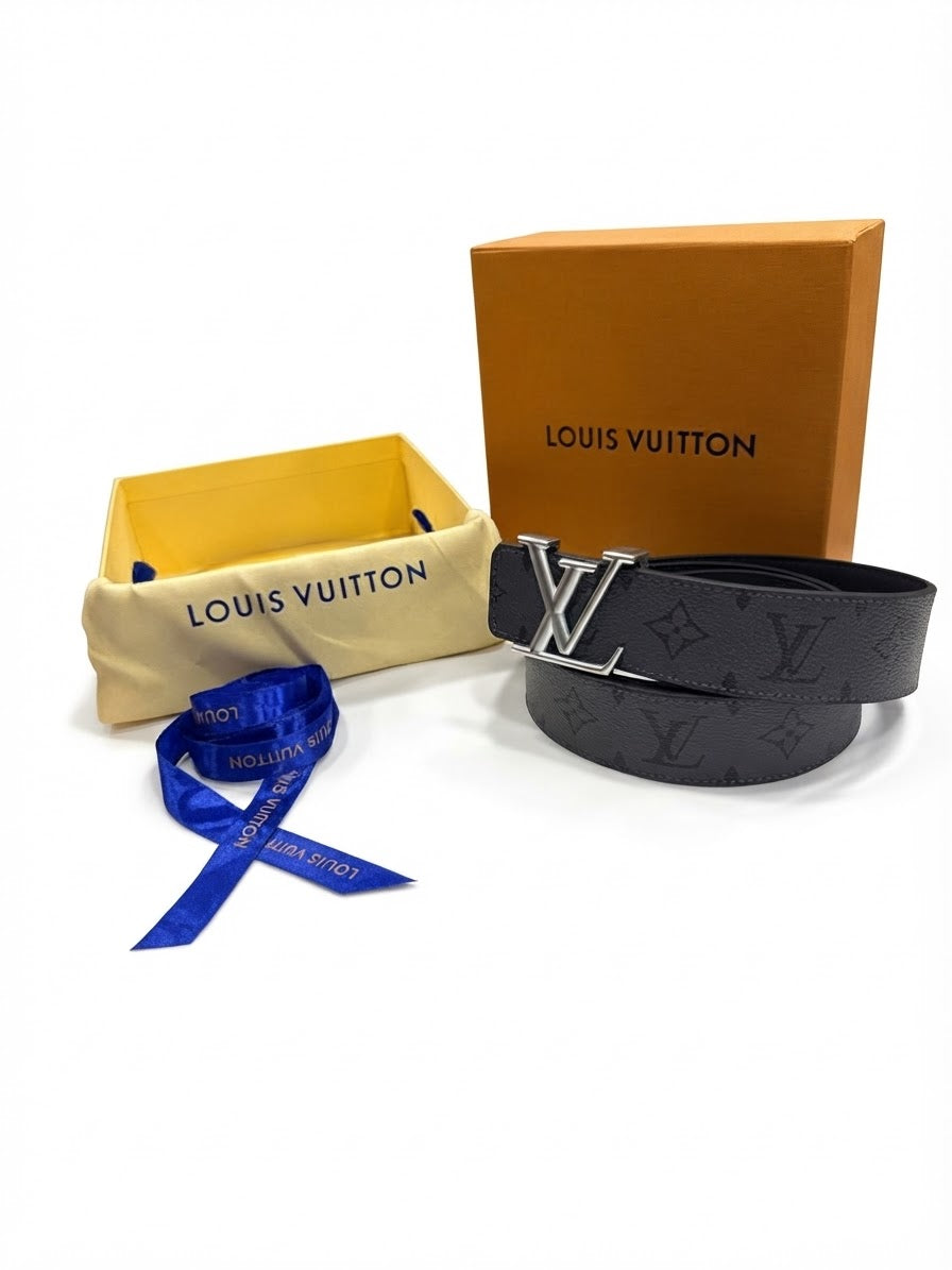 Louis Vuitton 1:1 Grade Monogram Eclipse Reversible Belt (Silver Hardware)