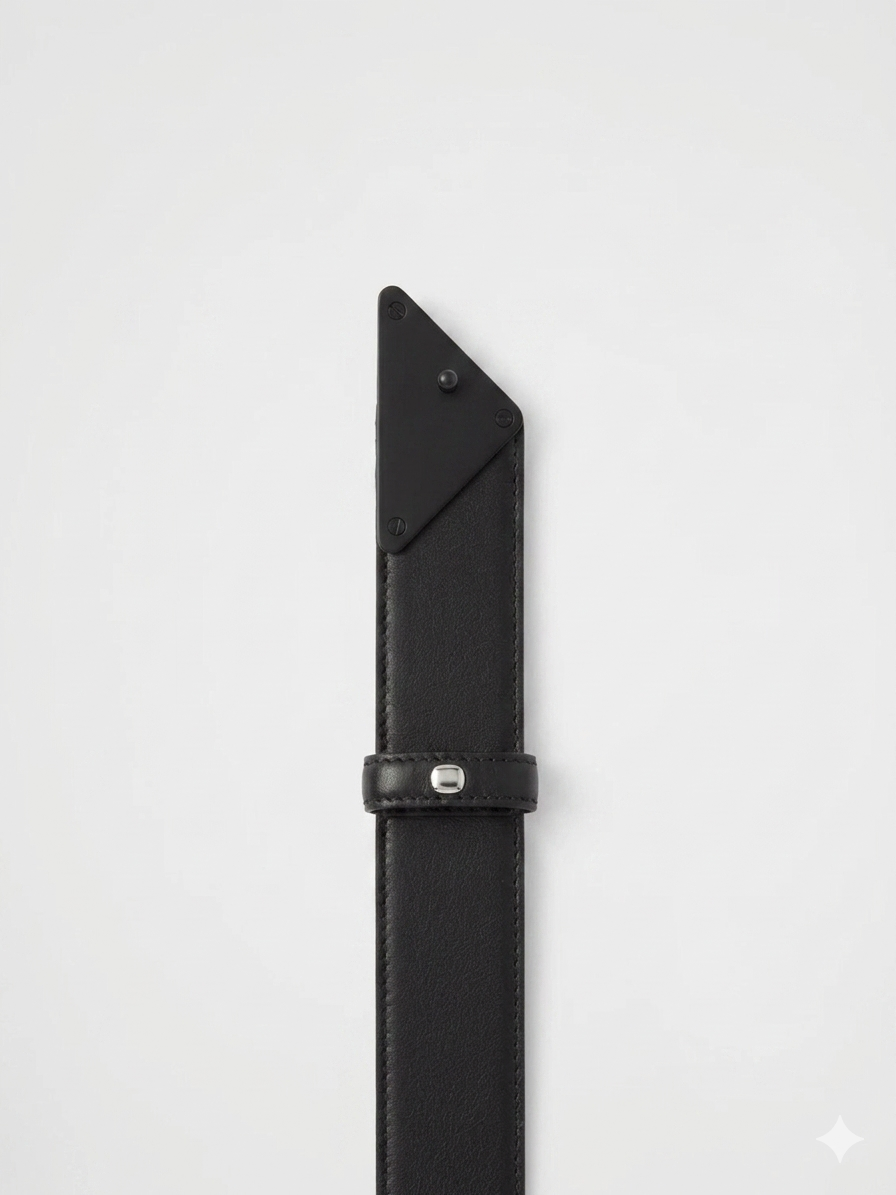 Prada Matte Black Saffiano Triangle Belt