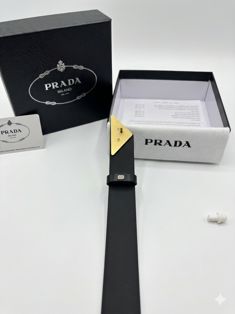 Prada Triangle Logo Plaque Belt