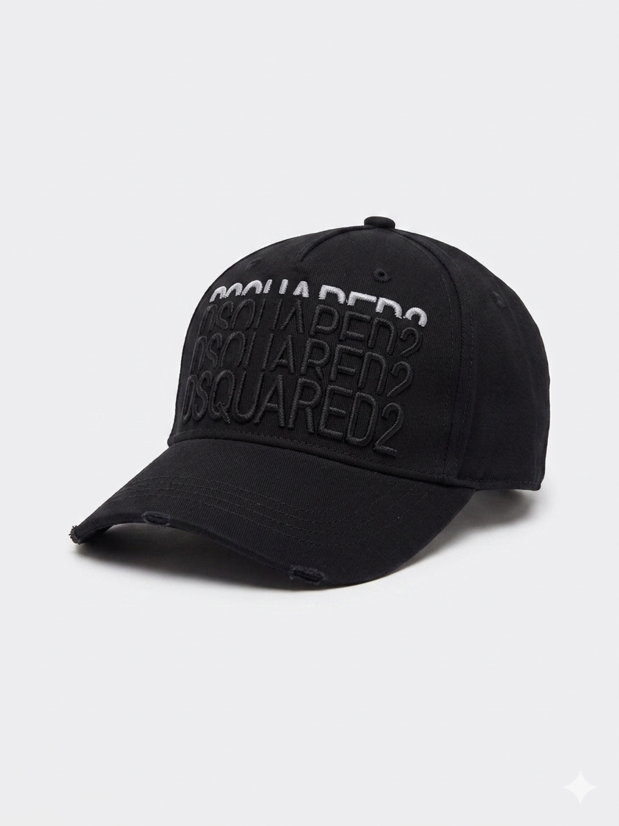 DSQUARED2 Multi-Logo Distressed Baseball Cap