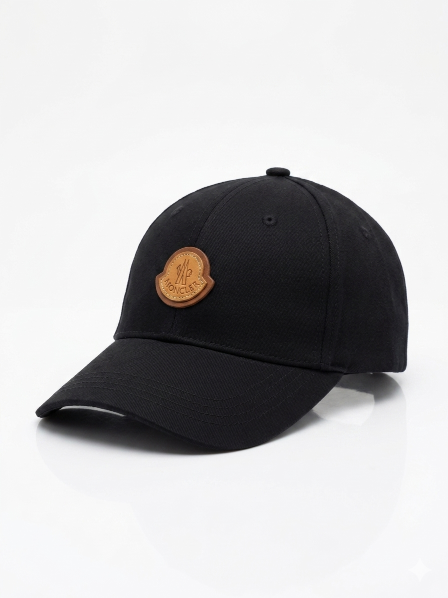 Moncler Leather Patch Cotton Baseball Cap