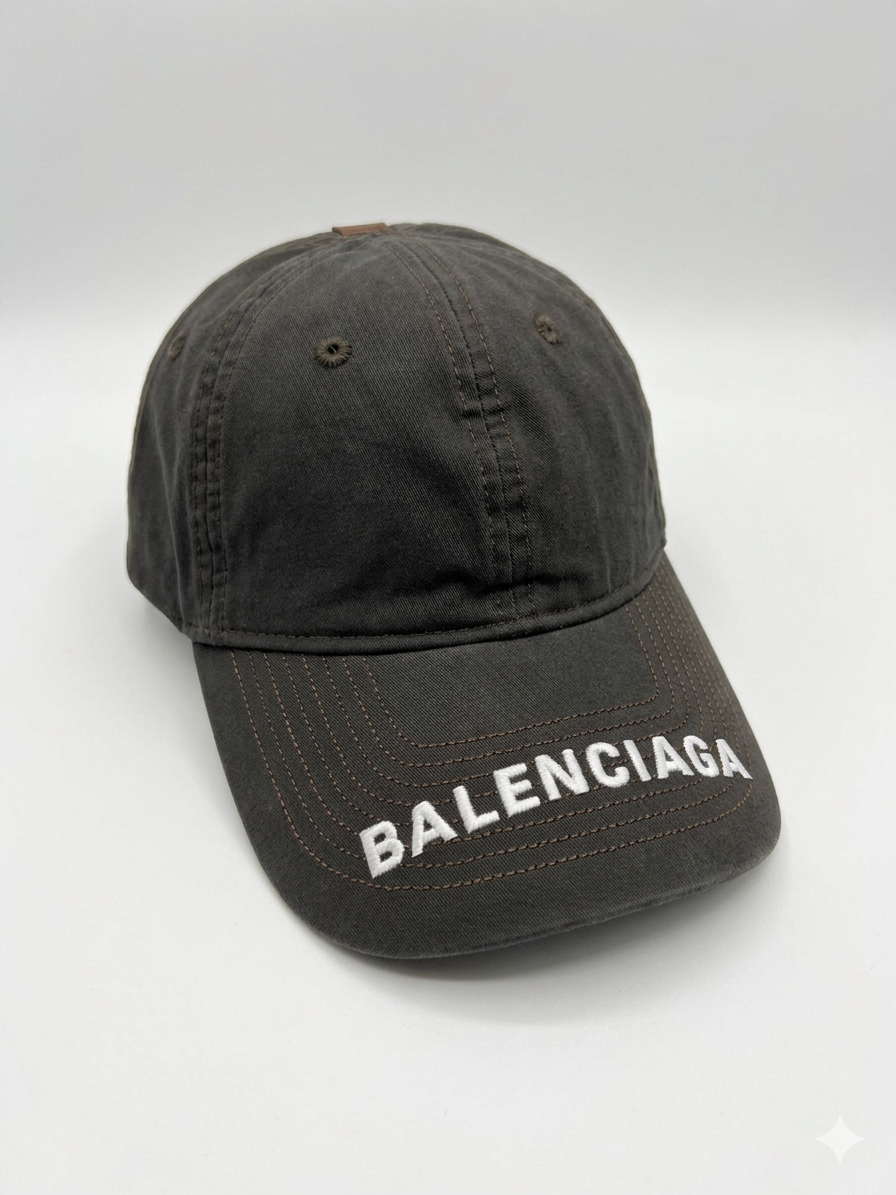 Balenciaga Distressed Visor Logo Baseball Cap