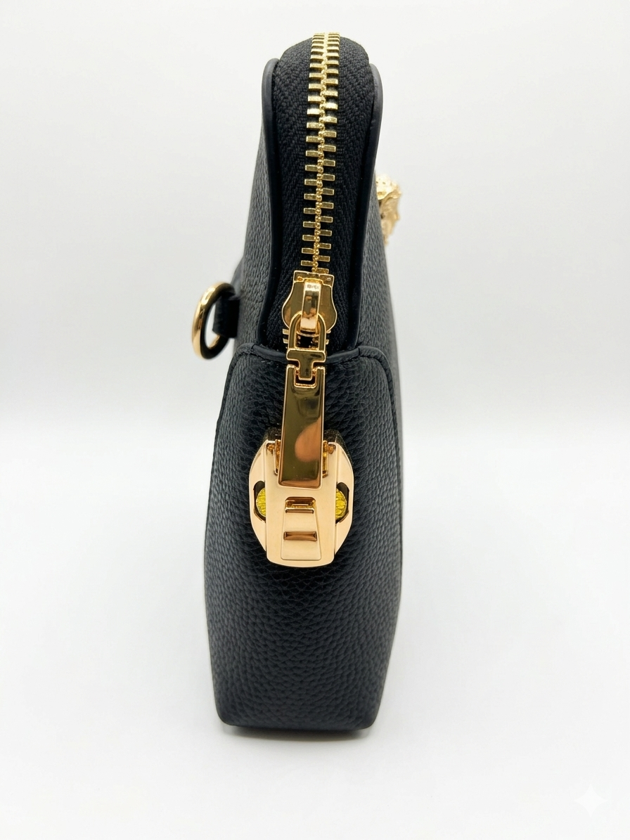 Versace Medusa Head Pebbled Clutch & Wristlet