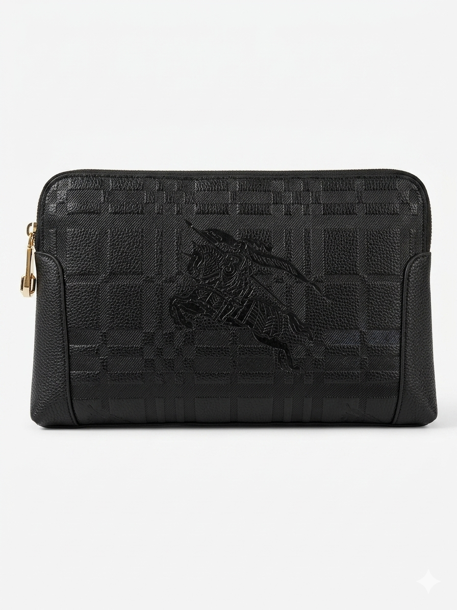 Burberry Embossed Check & Equestrian Knight Clutch
