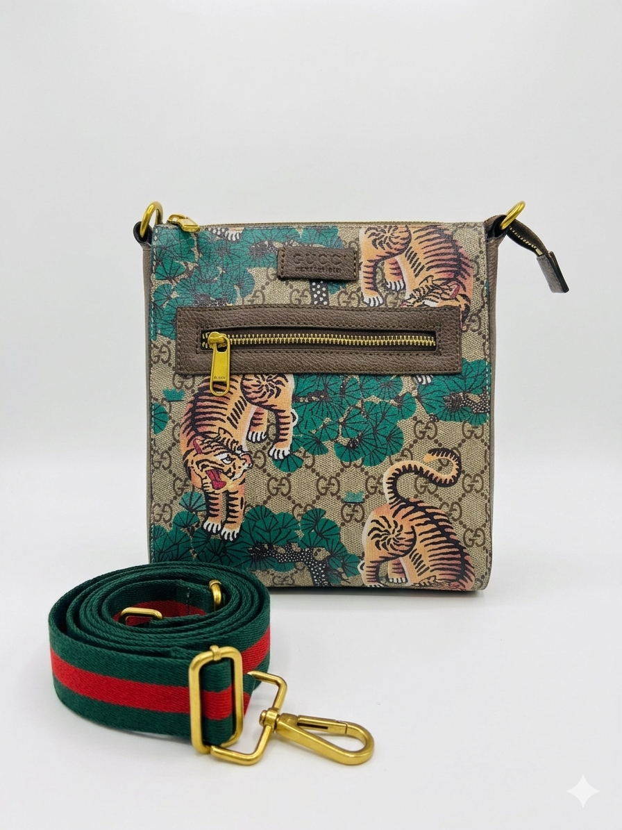 Gucci GG Supreme Tiger & Botanical Messenger Bag