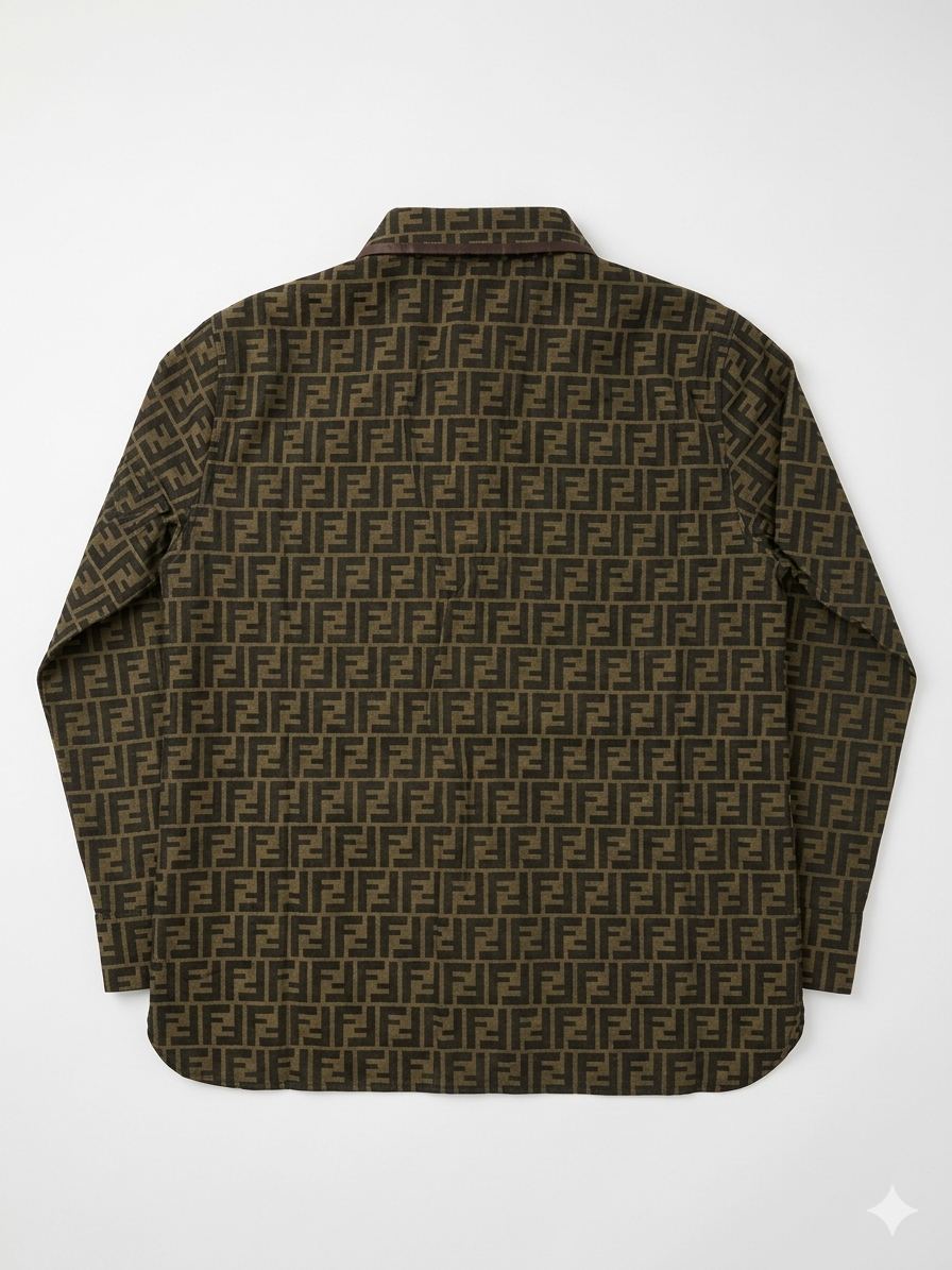 Fendi FF Monogram Belted Utility Shirt Jacket