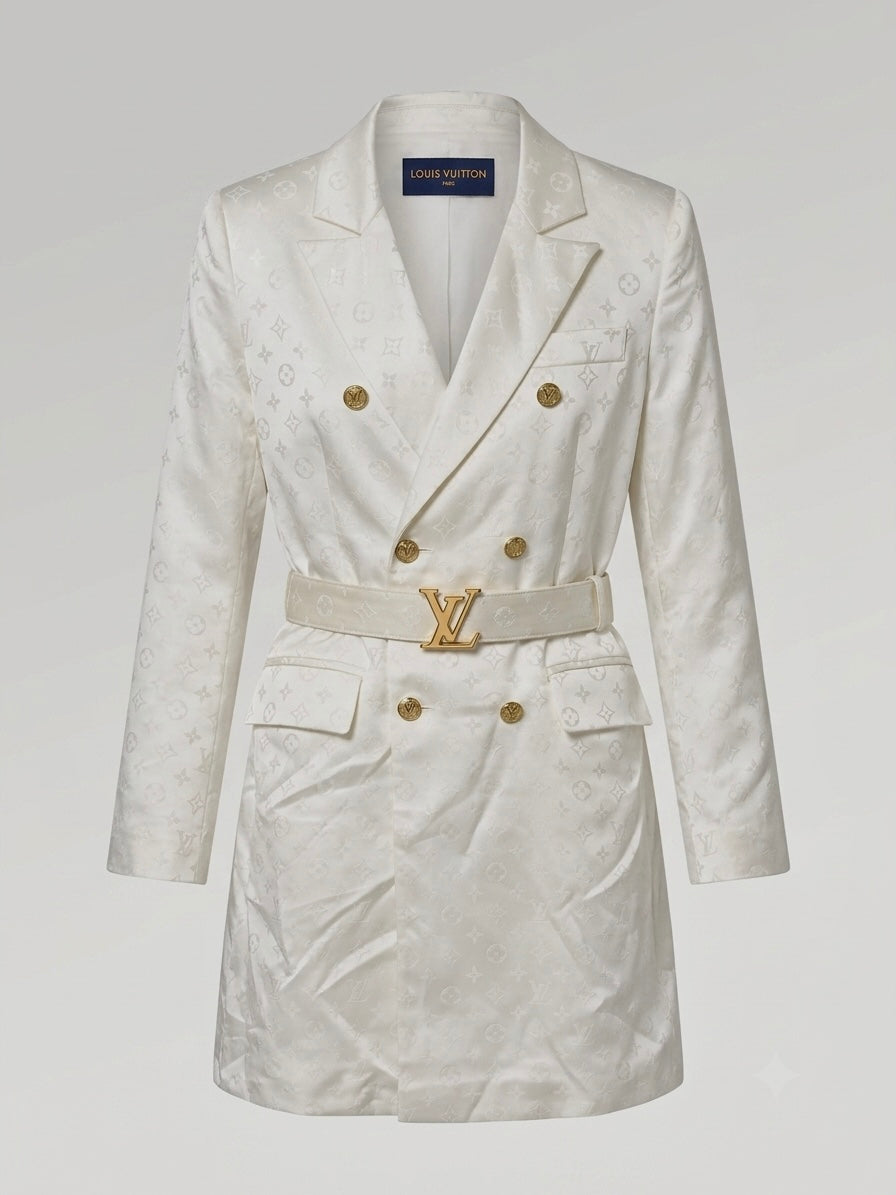 Louis Vuitton Monogram Double-Breasted Belted Blazer Dress