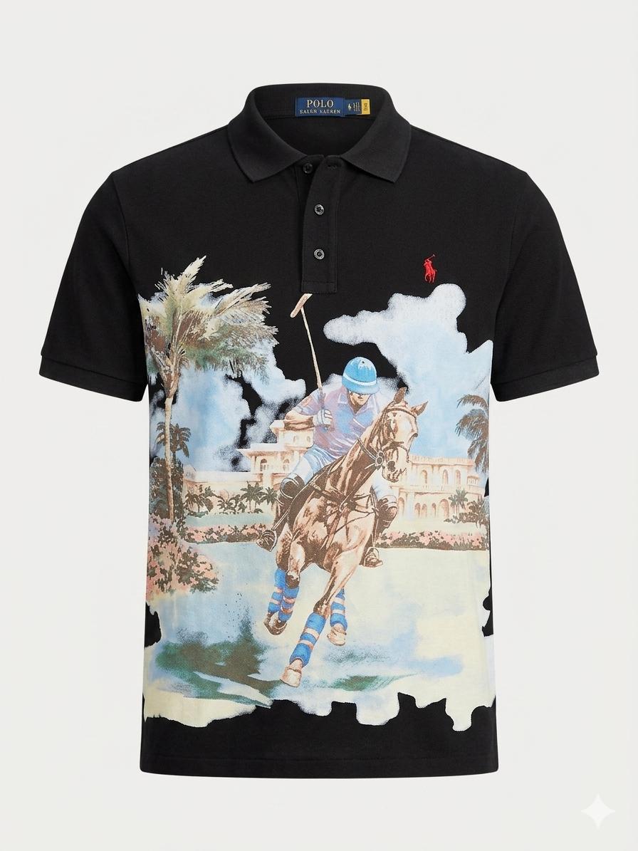 Classic Fit Mesh Graphic Polo Shirt 1:1 Grade Quality