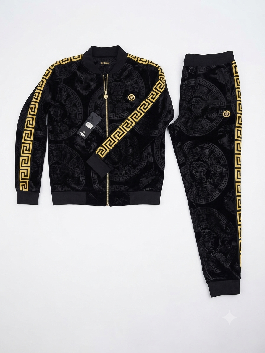 Versace Medusa & Greca Velvet Tracksuit Set  1:1 Grade