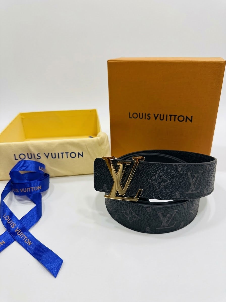 Louis Vuitton 1:1 Grade Monogram Eclipse Gold-Buckle Belt