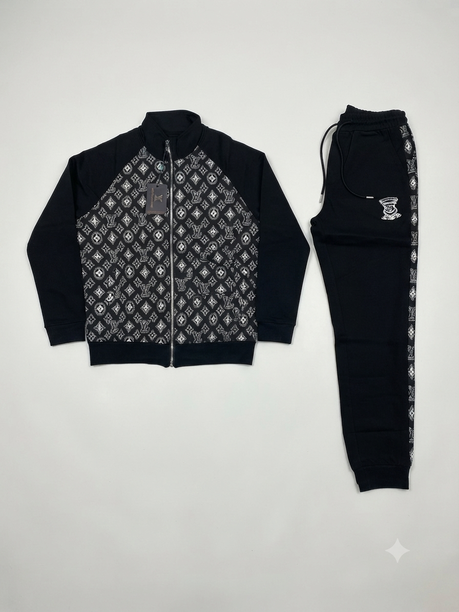 Louis Vuitton Monogram Jacquard Panel Tracksuit Set 1:1 Grade