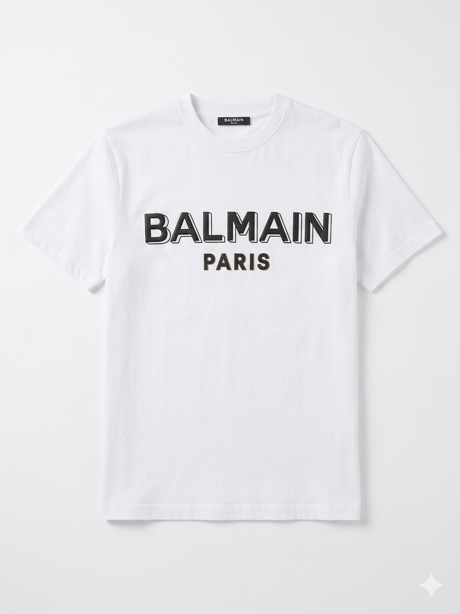 Balmain T-Shirt Cotton Fabric Made in Turkey