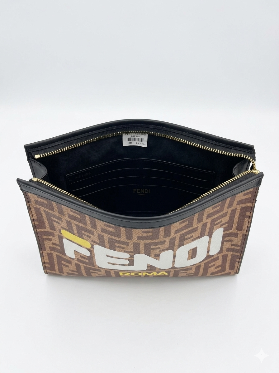 FENDI ROMA Logo  Hand Pouch