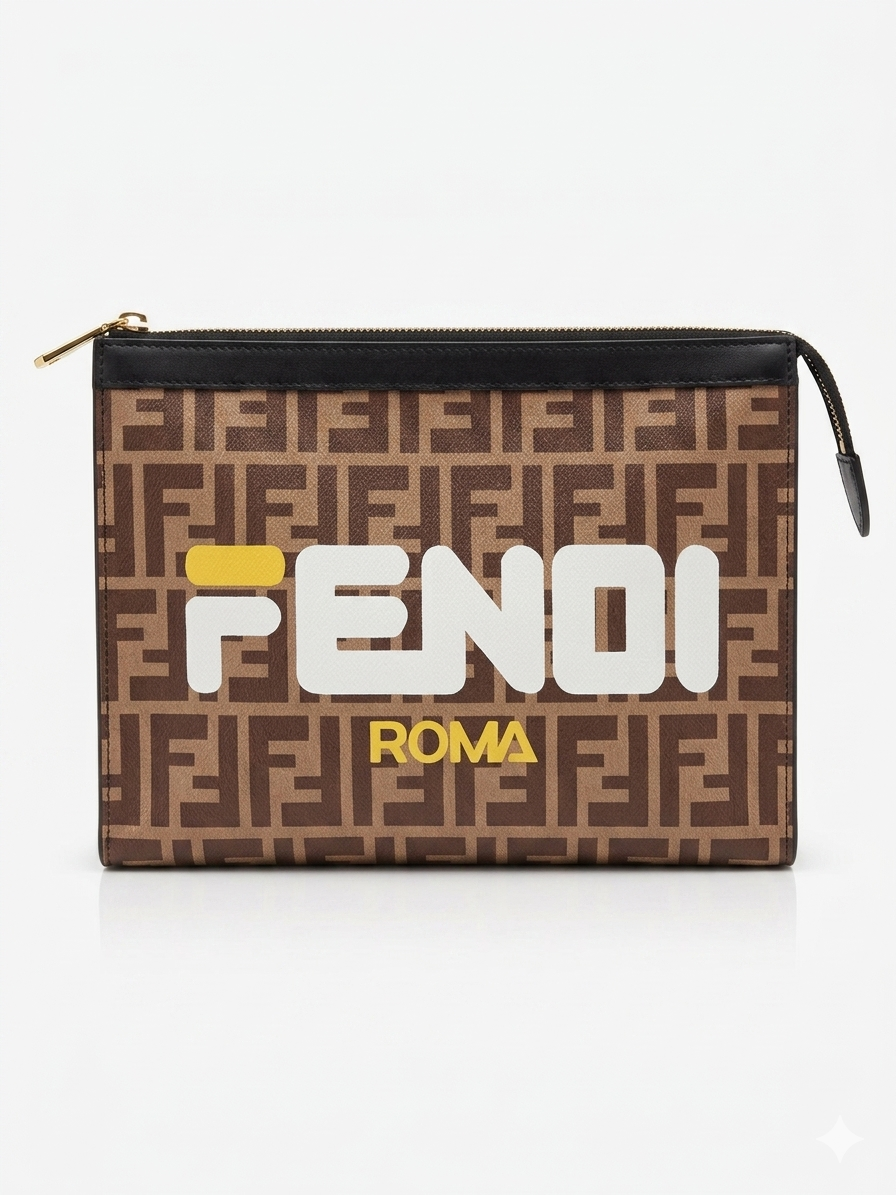 FENDI ROMA Logo  Hand Pouch