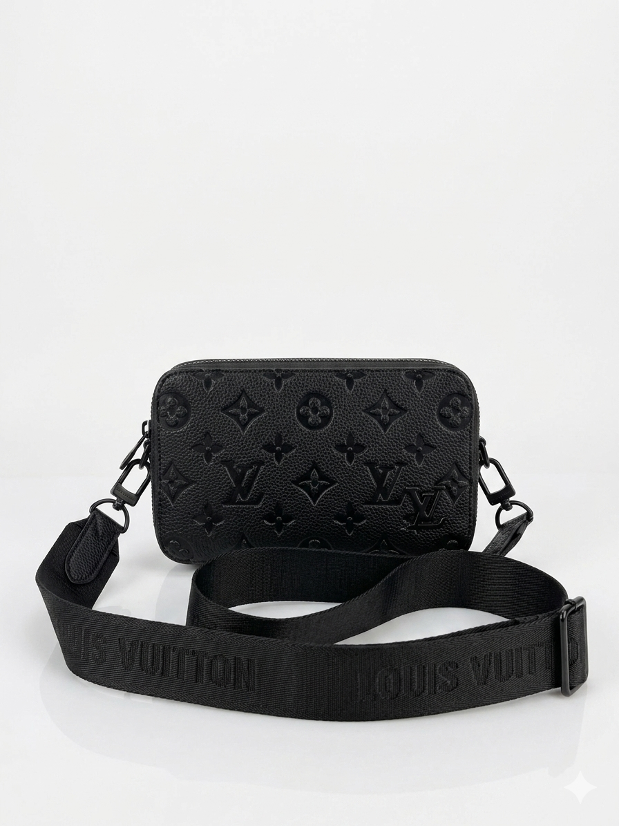 Louis Vuitton Monogram Embossed Double Zip Messenger Bag