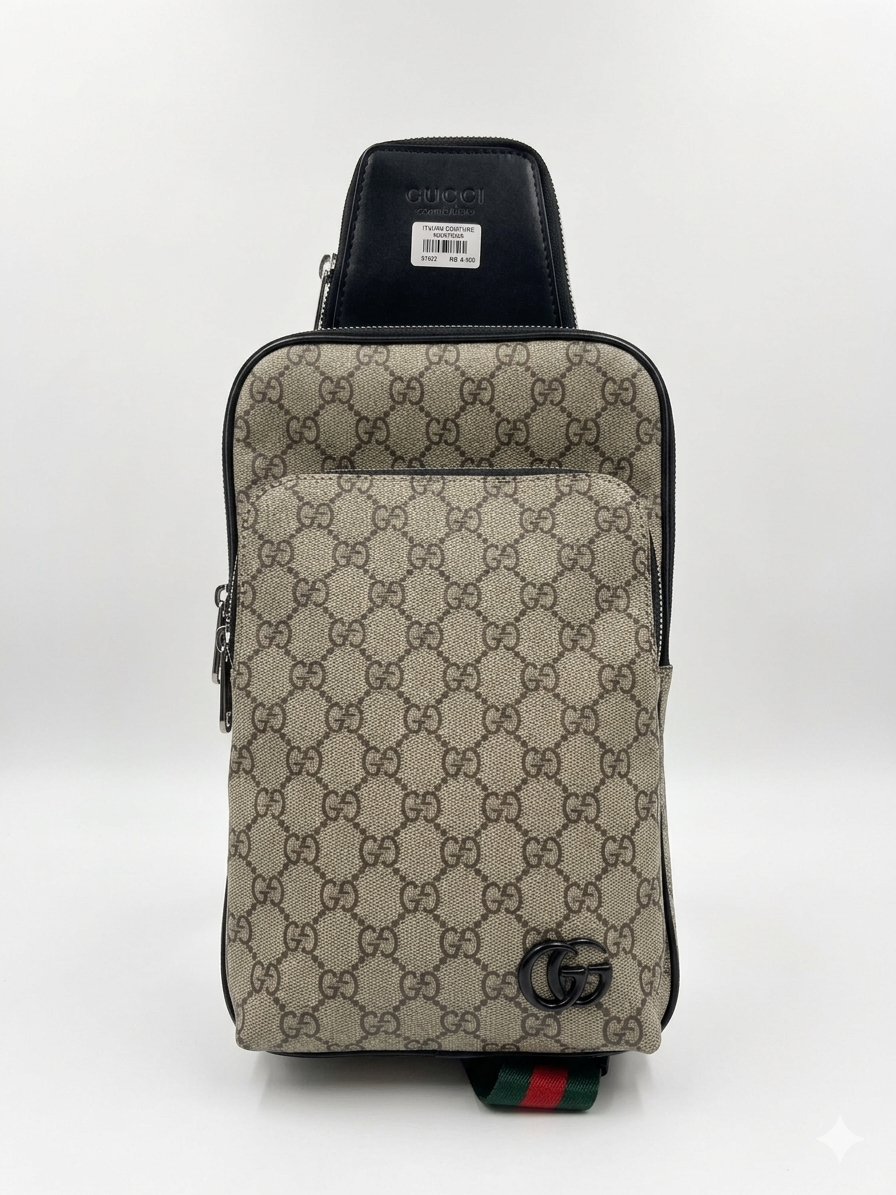 Gucci GG Supreme Sling Bag with Signature Web Strap