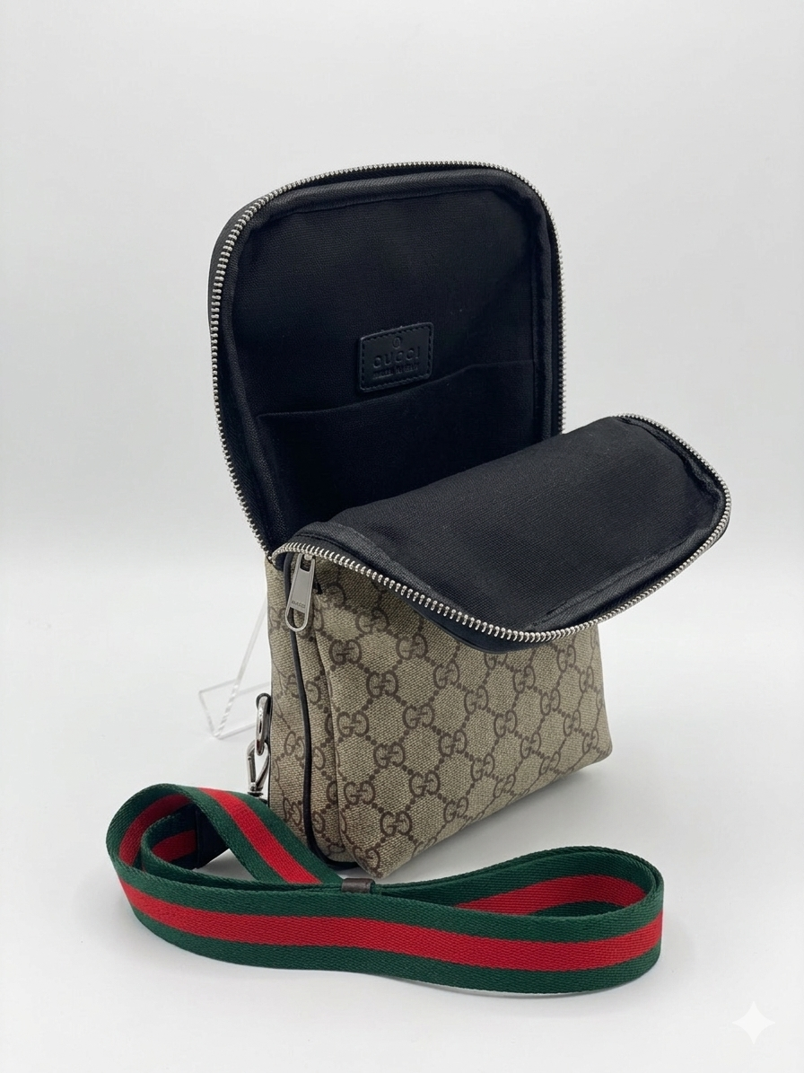 Gucci GG Supreme Sling Bag with Signature Web Strap
