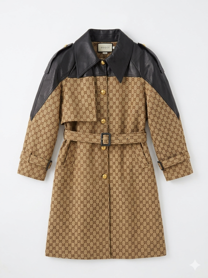 Gucci GG Canvas & Leather Hybrid Trench Coat