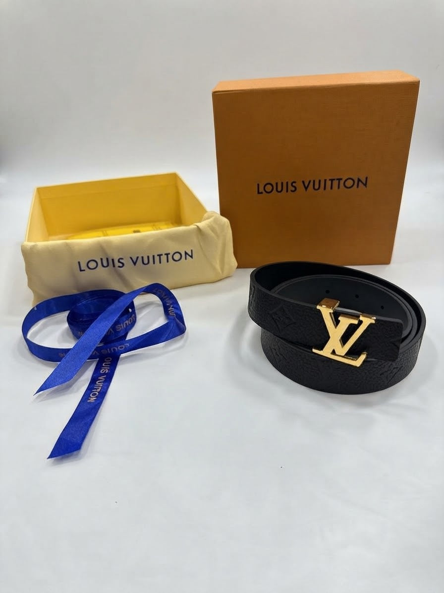 Louis Vuitton 1 :1 Grade  Monogram Eclipse Reversible Belt (Gold Buckle)