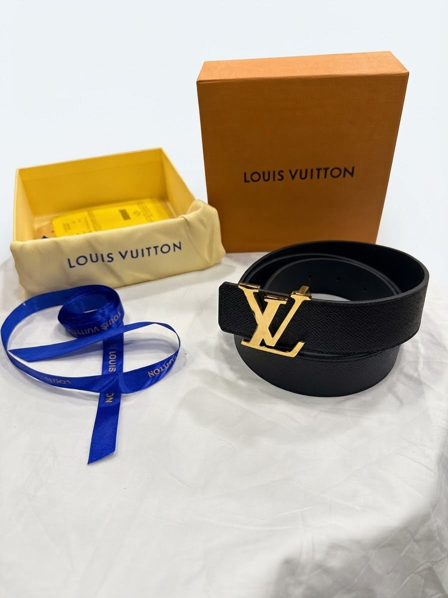 Louis Vuitton 1:1 Grade Taiga Leather Reversible Belt (Gold Buckle)