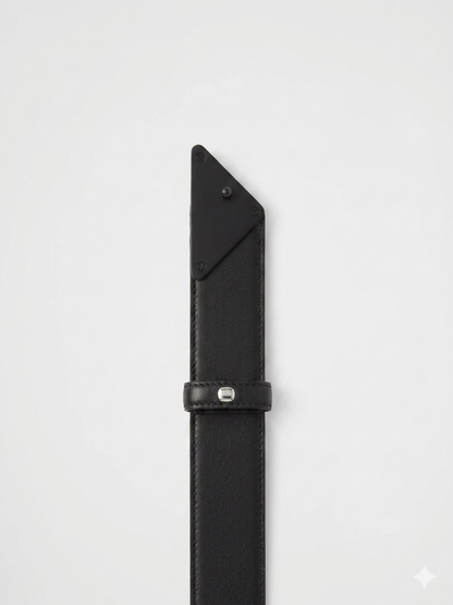Prada Matte Black Saffiano Triangle Belt