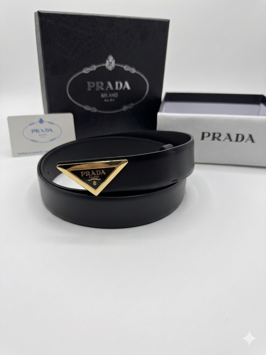 Prada Triangle Logo Plaque Belt