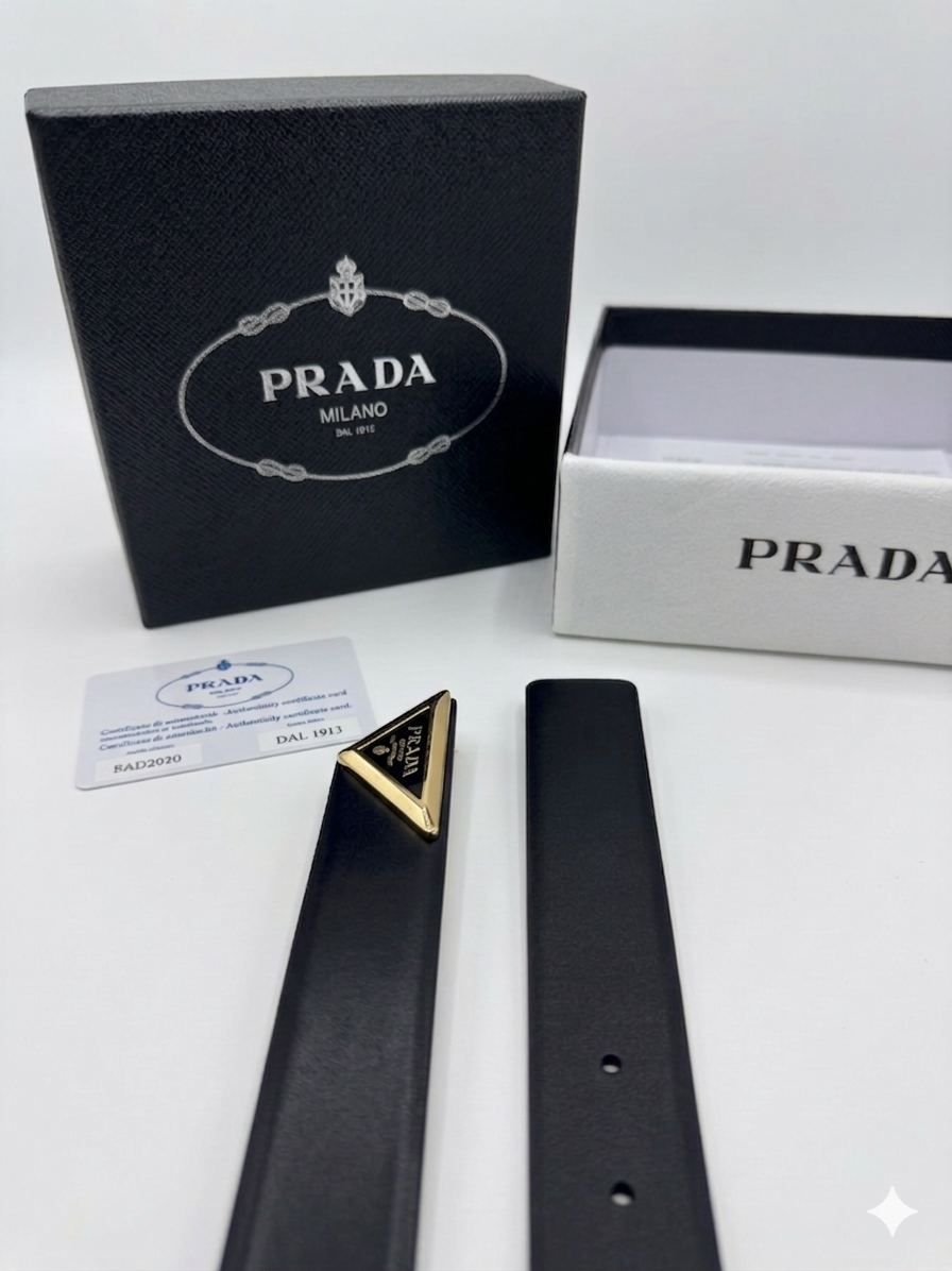 Prada Triangle Logo Plaque Belt