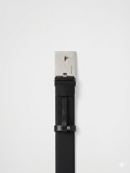 Prada Saffiano Belt with Textured Plaque Buckle