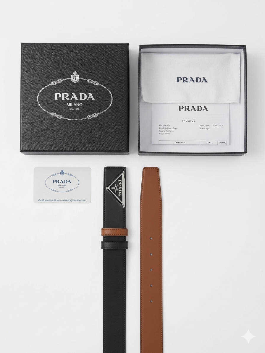 Prada Reversible Belt with Triangle Buckle