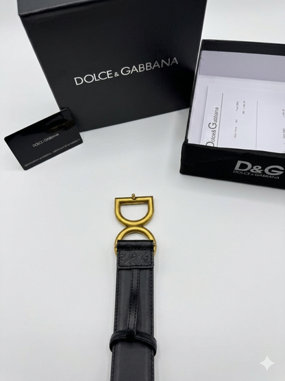 Dolce & Gabbana Ostrich-Effect DG Logo Belt