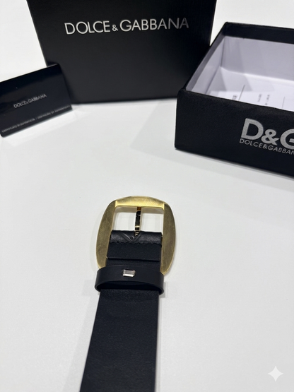 Dolce & Gabbana Logo Plate Leather Belt