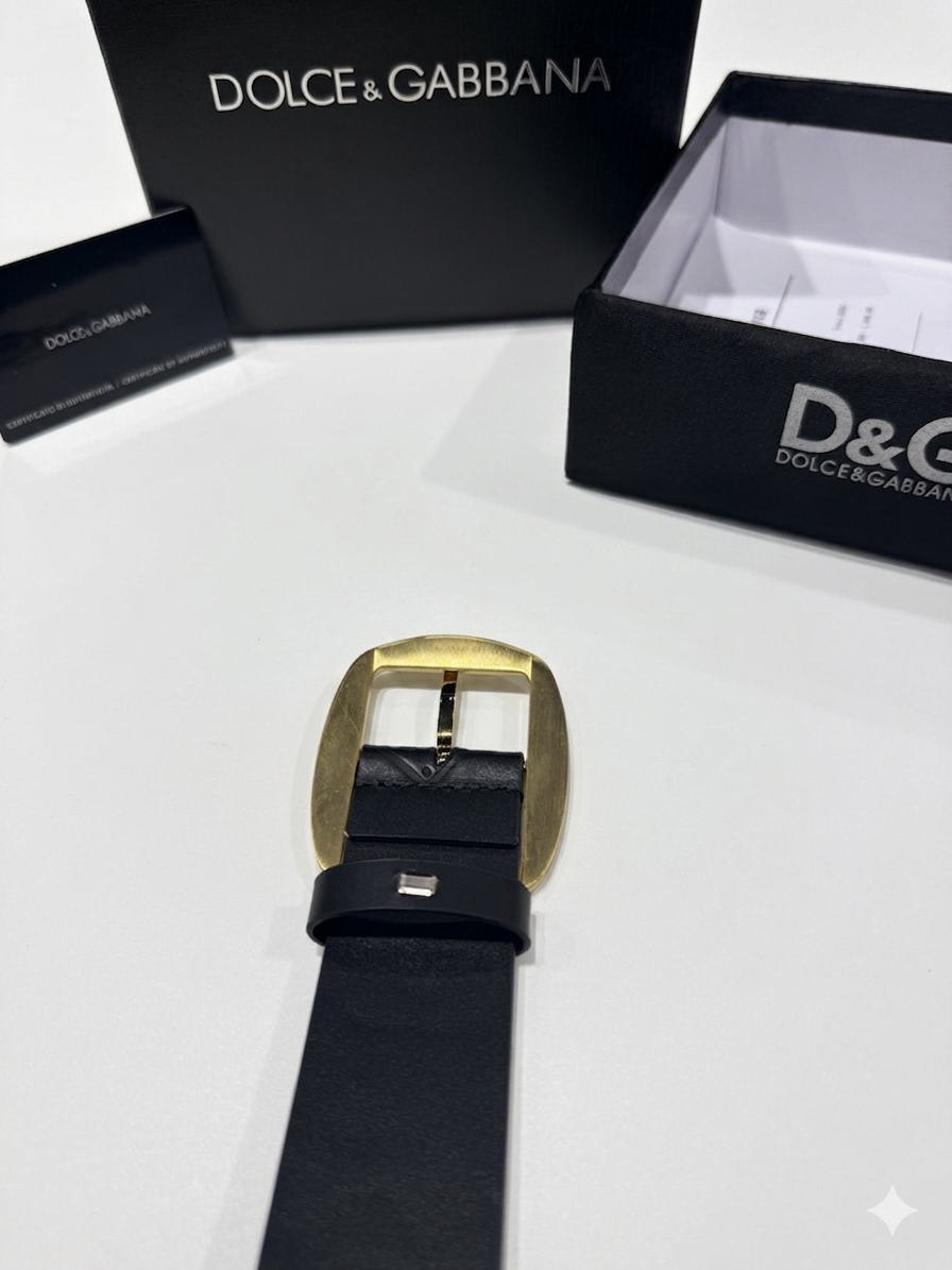 Dolce & Gabbana Logo Plate Leather Belt