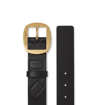 Dolce & Gabbana Logo Plate Leather Belt