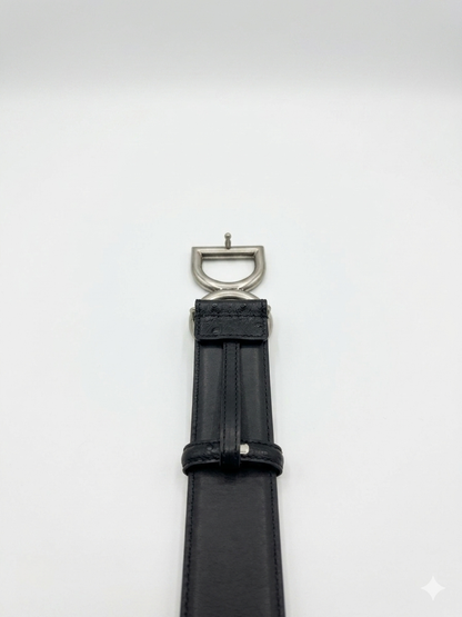 Dolce & Gabbana DG Logo Ostrich-Effect Leather Belt
