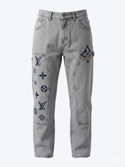 Louis Vuitton Monogram Emblem Grey Carpenter Jeans