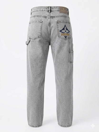 Louis Vuitton Monogram Emblem Grey Carpenter Jeans
