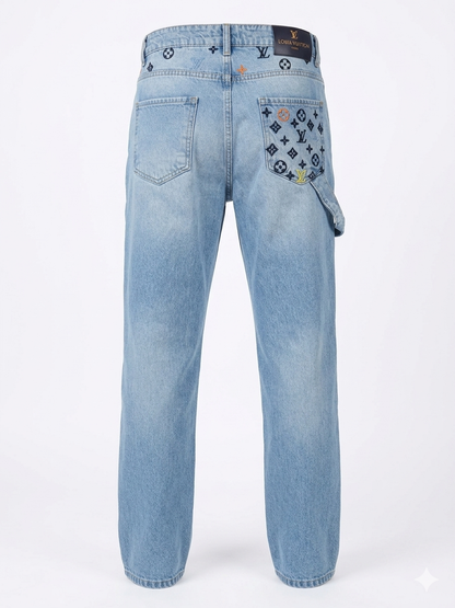 Louis Vuitton Monogram Patched Distressed Denim Jeans